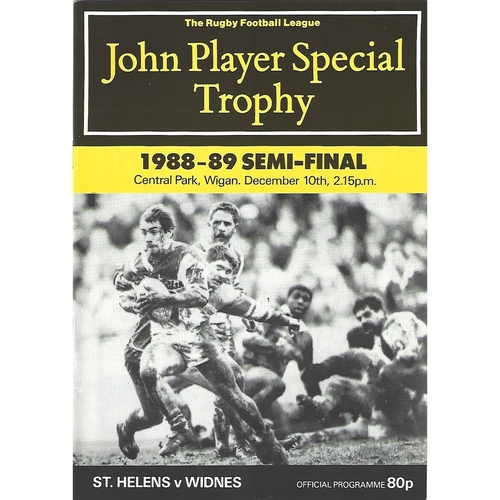 1988/89 St. Helens v Widnes John Player Special Trophy Semi Final Rugby League Programme