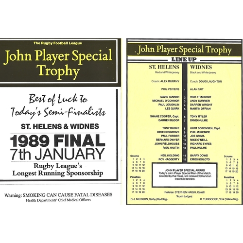 1988/89 St. Helens v Widnes John Player Special Trophy Semi Final Rugby League Programme