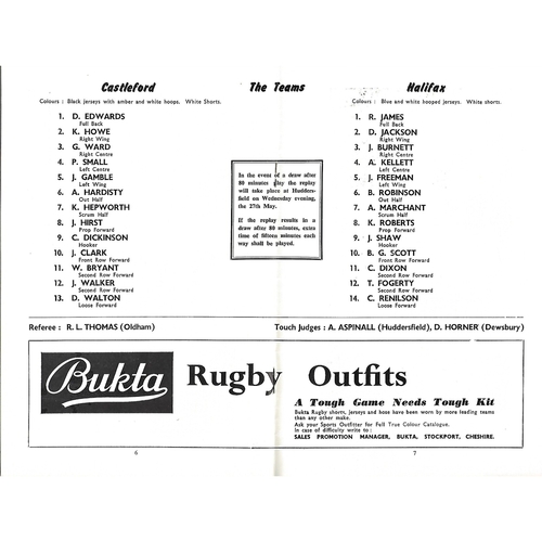 1964 Castleford v Halifax East Region Championship Final Rugby League Programme
