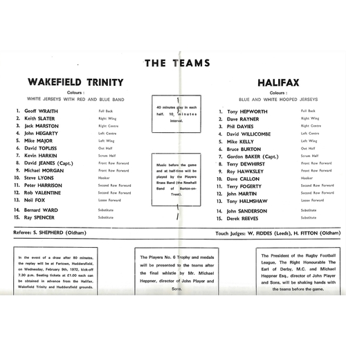 1971/72 Wakefield Trinity v Halifax Players No. 6 Final Rugby League Programme
