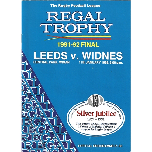 1991/92 Leeds v Widnes Regal Trophy Final Rugby League Programme