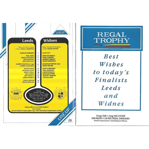 1991/92 Leeds v Widnes Regal Trophy Final Rugby League Programme