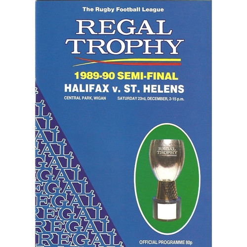 1989/90 Halifax v St. Helens Regal Trophy Semi Final Rugby League Programme