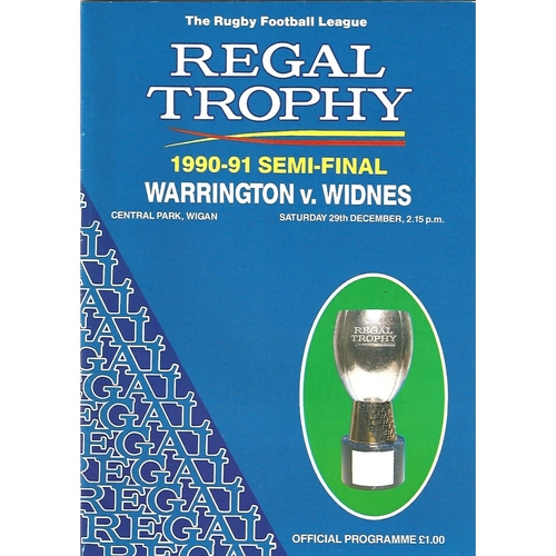 1990/91 Warrington v Widnes Regal Trophy Semi Final Rugby League Programme