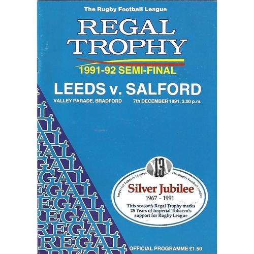 Regal Trophy Semi Final Rugby League Programmes