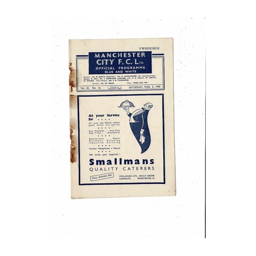 1948/49 Manchester City v Sheffield United Football Programme
