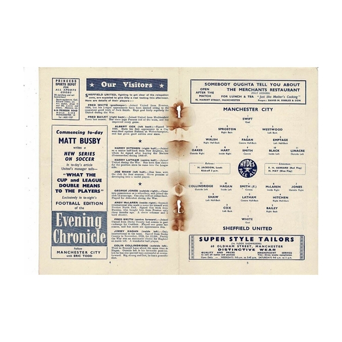 1948/49 Manchester City v Sheffield United Football Programme