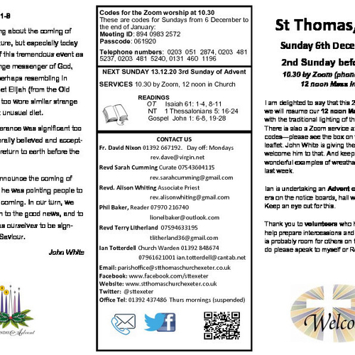 Pew Sheet | The Parish of St Thomas, Exeter