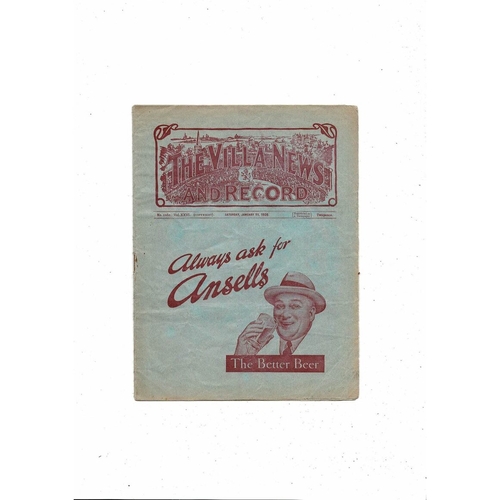 1935/36 Aston Villa v Huddersfield Town FA Cup Football Programme