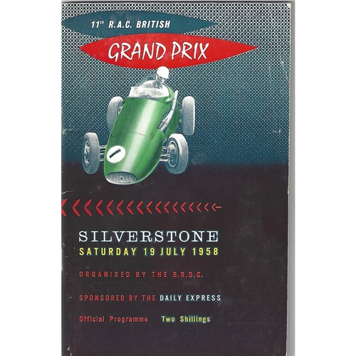 1958 British Grand Prix Motor Racing Programme