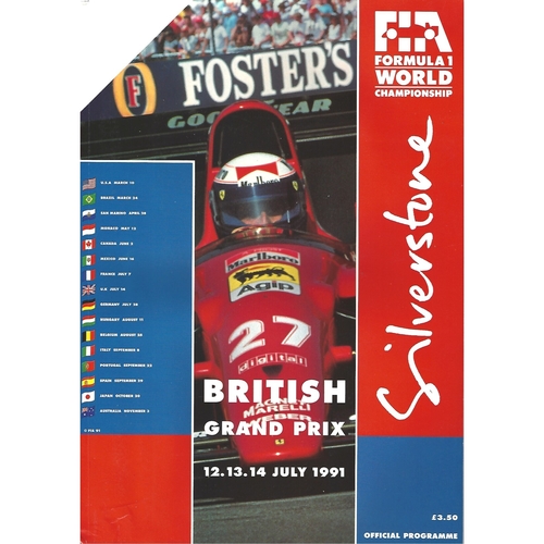 1991 British Grand Prix Motor Racing Programme & Racecard