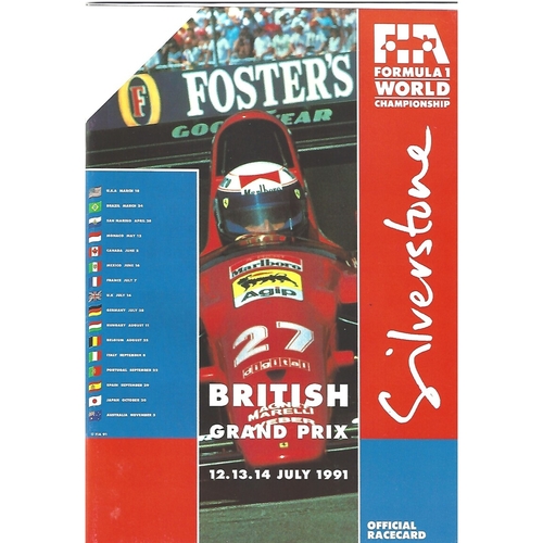 1991 British Grand Prix Motor Racing Programme & Racecard