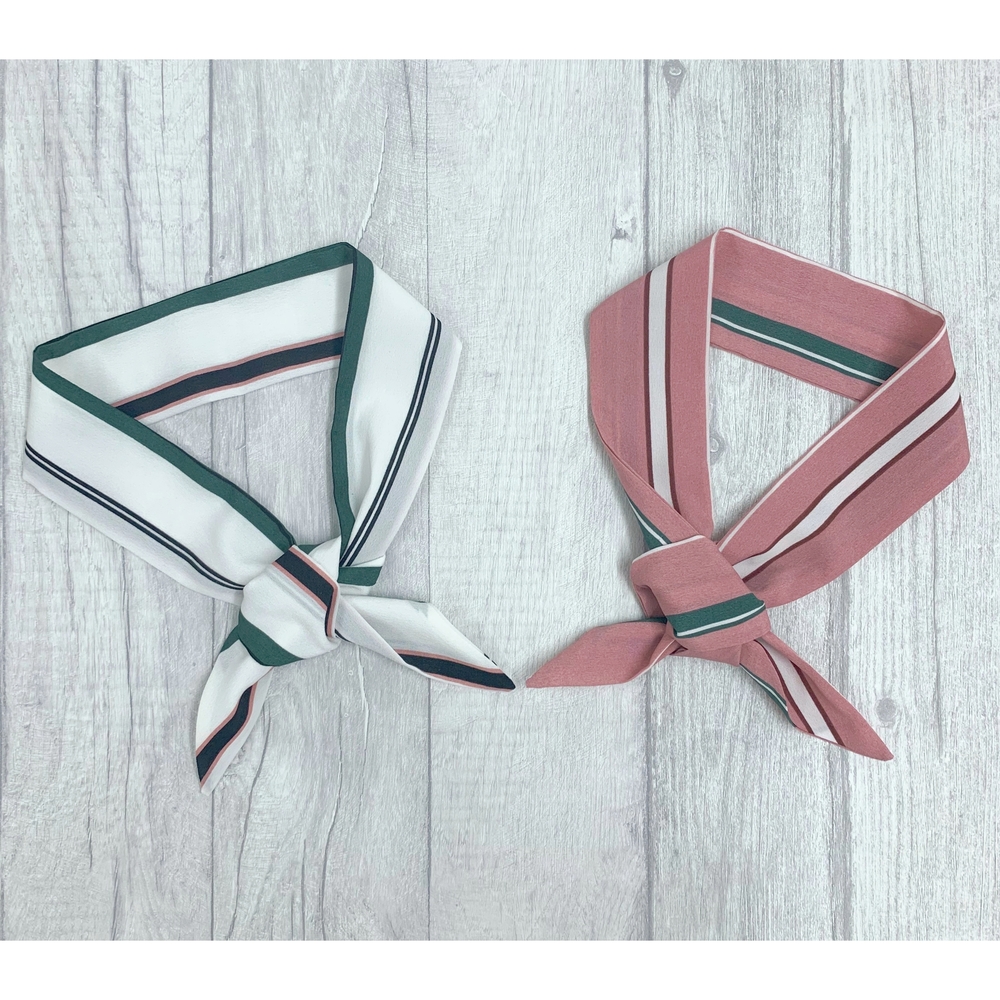 Set of Two Striped Handmade Headscarves