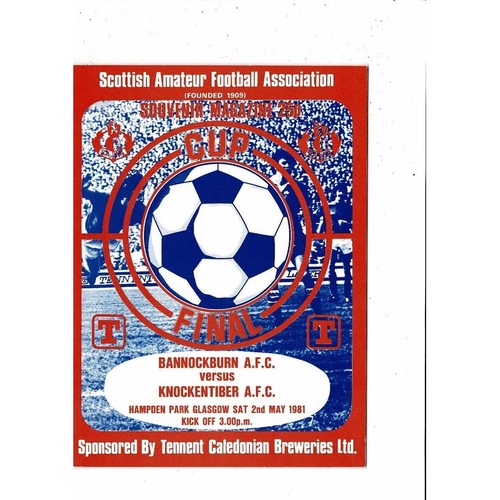 1981 Bannockburn v Knockentiber Scottish Amateur Cup Final Football Programme