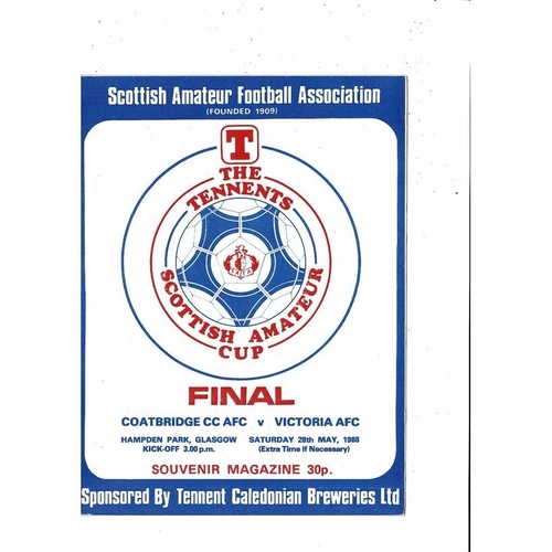 1988 Coatbridge v Victoria Scottish Amateur Cup Final Football Programme