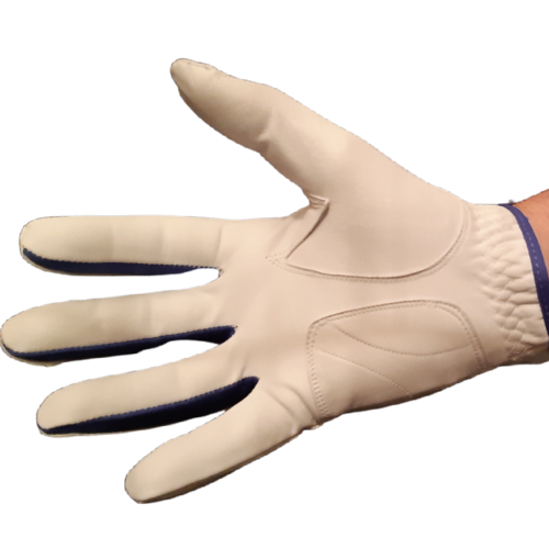 Mens Full Cabretta Leather Gloves with Coloured Lycra and Embroidered Logo (Right Hand for a Left Handed Golfer)