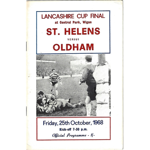 1968 St. Helens v Oldham Lancashire County Challenge Cup Final Rugby League Programme
