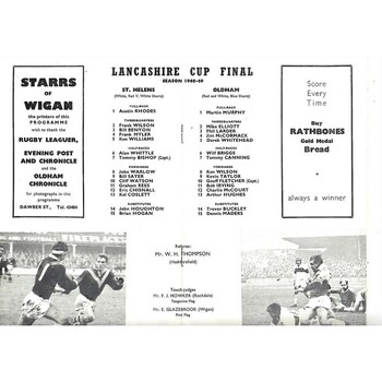 1968 St. Helens v Oldham Lancashire County Challenge Cup Final Rugby League Programme