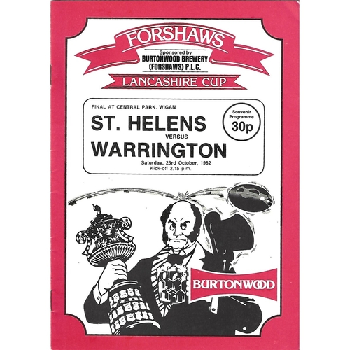 1982 St. Helens v Warrington Lancashire County Challenge Cup Final Rugby League Programme