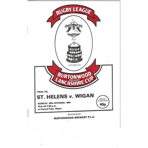1984 St. Helens v Wigan Lancashire County Challenge Cup Final Rugby League Programme