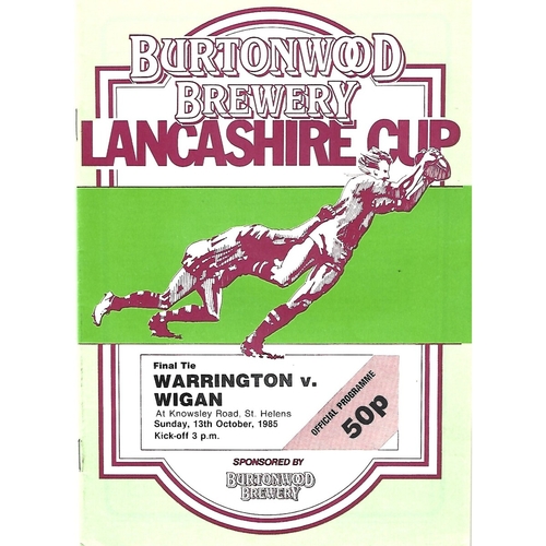 1985 Warrington v Wigan Lancashire County Challenge Cup Final Rugby League Programme