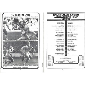 1986 Oldham v Wigan Lancashire County Challenge Cup Final Rugby League Programme