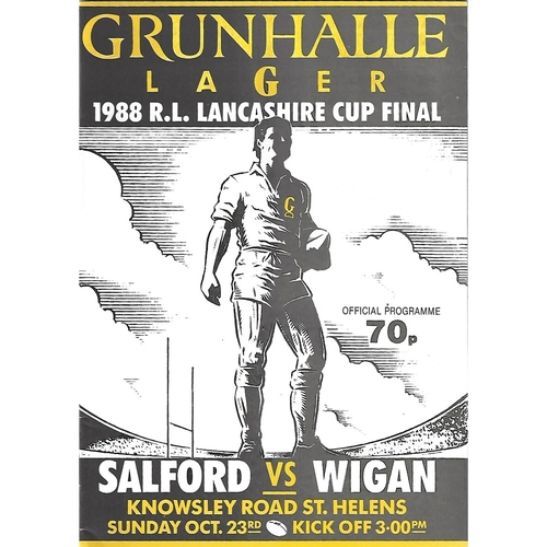 1988 Salford v Wigan Lancashire County Challenge Cup Final Rugby League Programme