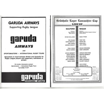 1988 Salford v Wigan Lancashire County Challenge Cup Final Rugby League Programme