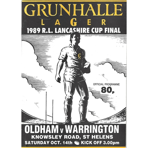 1989 Oldham v Warrington Lancashire County Challenge Cup Final Rugby League Programme