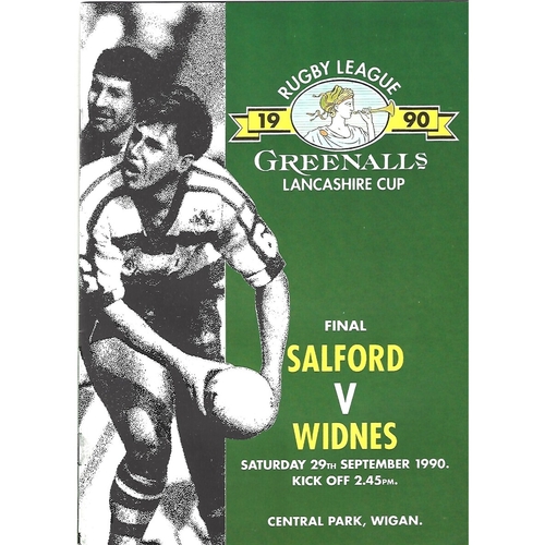 1990 Salford v Widnes Lancashire County Challenge Cup Final Rugby League Programme