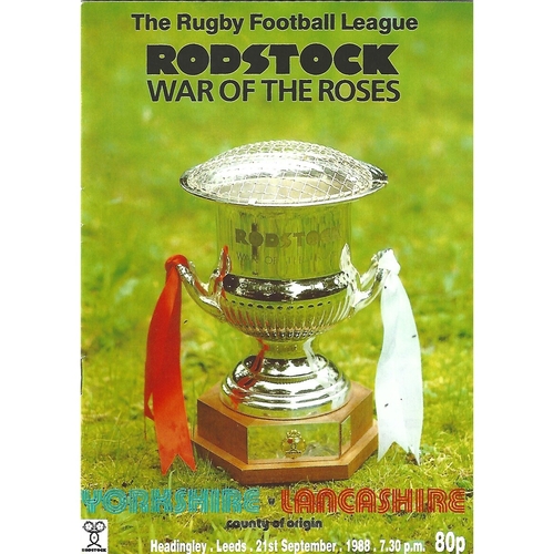 1988 Yorkshire v Lancashire Rostock Cup Rugby League Programme