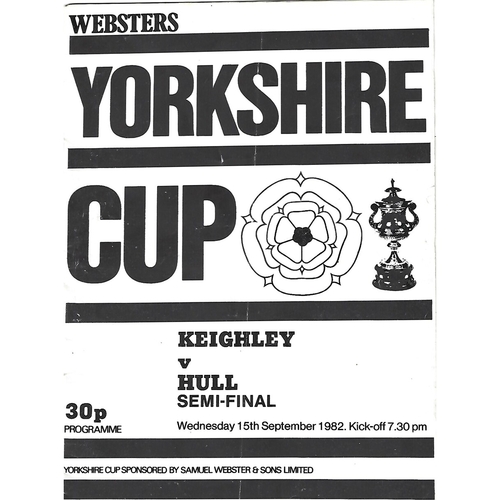 1982 Keighley v Hull Yorkshire County Challenge Cup Semi Final Rugby League Programme