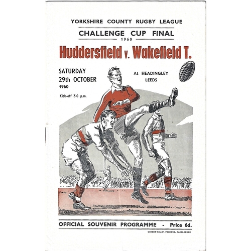 1960 Huddersfield v Wakefield Trinity Yorkshire County Challenge Cup Final Rugby League Programme