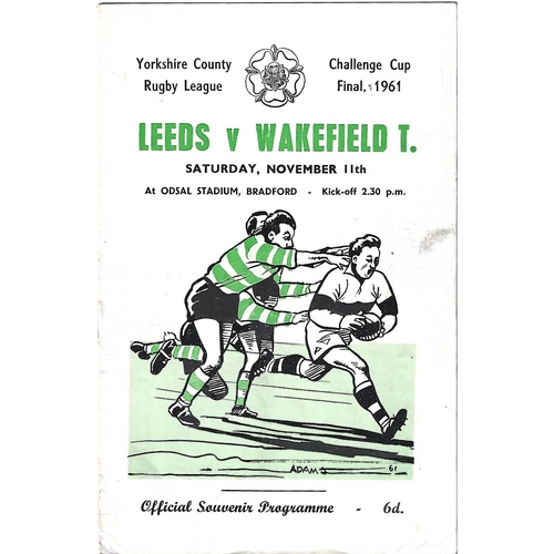 1961 Leeds v Wakefield Trinity Yorkshire County Challenge Cup Final Rugby League Programme