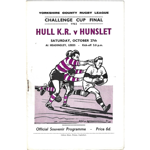 1962 Hull Kingston Rovers v Hunslett Yorkshire County Challenge Cup Final Rugby League Programme