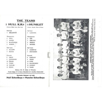 1962 Hull Kingston Rovers v Hunslett Yorkshire County Challenge Cup Final Rugby League Programme