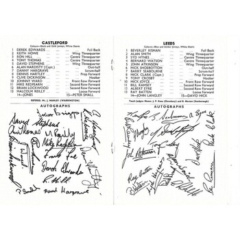 1968 Castleford v Leeds Yorkshire County Challenge Cup Final Rugby League Programme