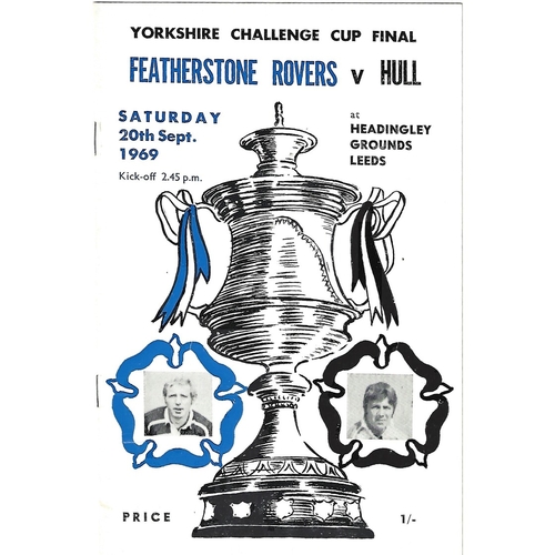 1969 Featherstone Rovers v Hull Yorkshire County Challenge Cup Final Rugby League Programme