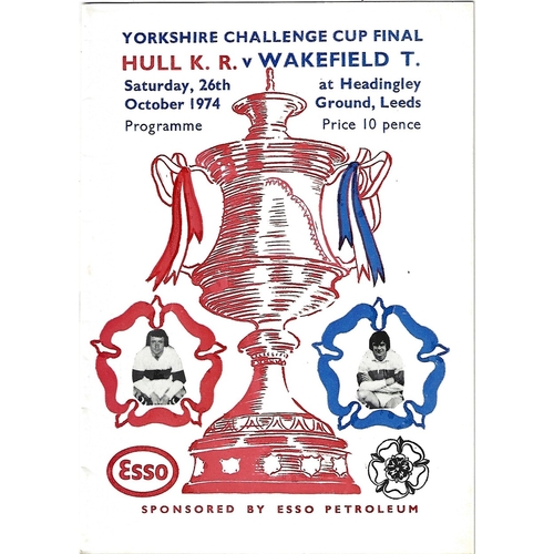 1974 Hull Kingston Rovers v Wakefield Trinity Yorkshire County Challenge Cup Final Rugby League Programme