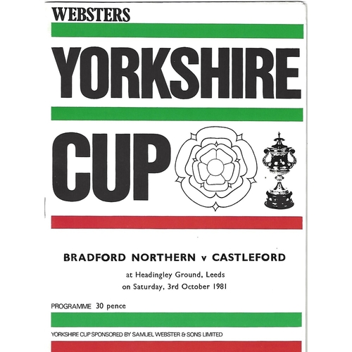 1981 Bradford Northern v Castleford Yorkshire County Challenge Cup Final Rugby League Programme