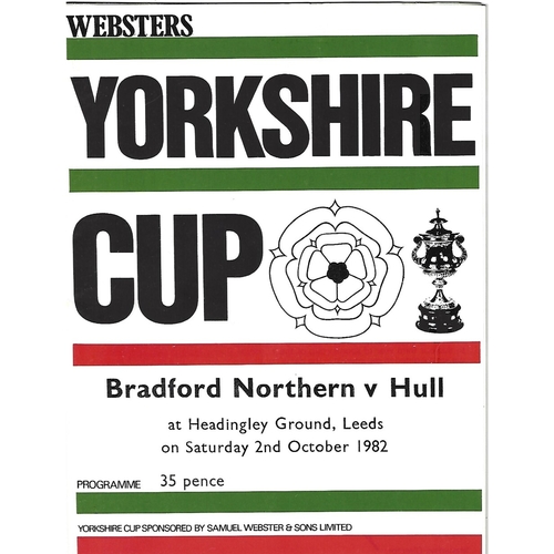 1982 Bradford Northern v Hull Yorkshire County Challenge Cup Final Rugby League Programme