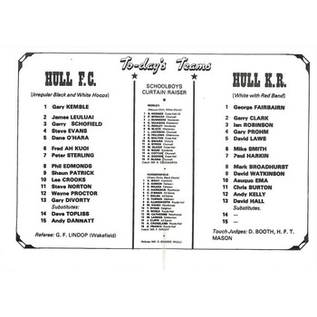 1984 Hull v Hull KIngston Rovers Yorkshire County Challenge Cup Final Rugby League Programme