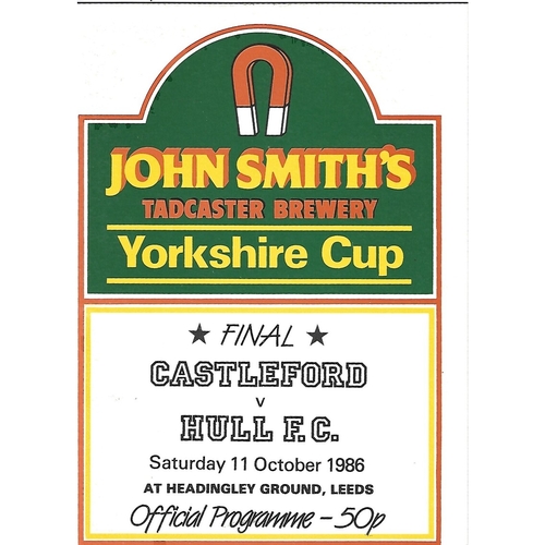 1986 Castleford v Hull Yorkshire County Challenge Cup Final Rugby League Programme