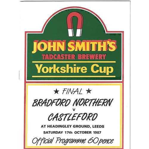 1987 Bradford Northern v Castleford Yorkshire County Challenge Cup Final Rugby League Programme