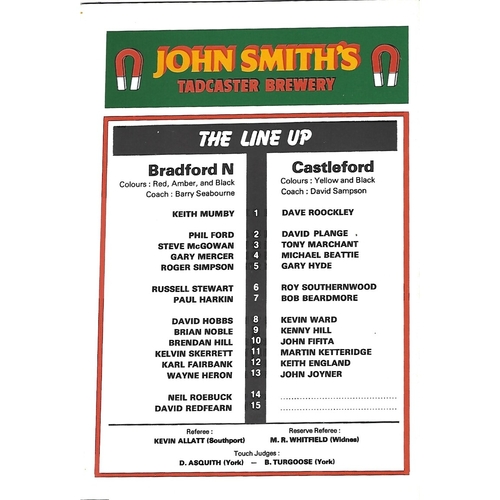 1987 Bradford Northern v Castleford Yorkshire County Challenge Cup Final Replay Programme