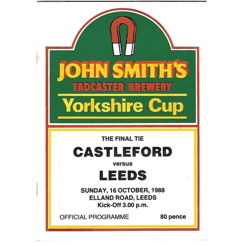 1988 Castleford v Leeds Yorkshire County Challenge Cup Final Rugby League Programme