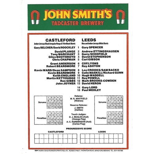 1988 Castleford v Leeds Yorkshire County Challenge Cup Final Rugby League Programme