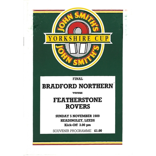 1989 Bradford Northern v Featherstone Rovers Yorkshire County Challenge Cup Final Rugby League Programme