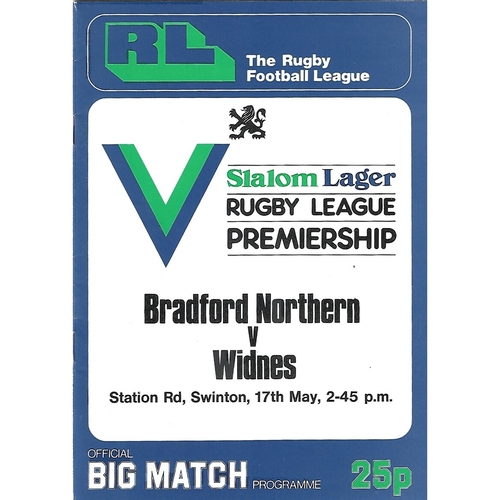 1980 Bradford Northern v Widnes Rugby League Premiership Trophy Final Programme