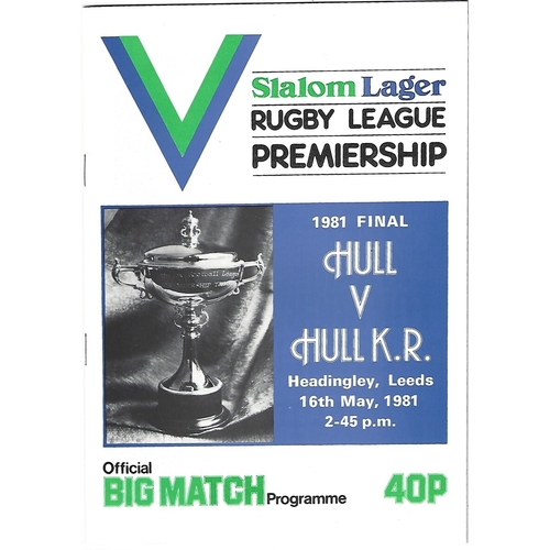 1981 Hull v Hull KIngston Rovers Rugby League Premiership Trophy Final Programme